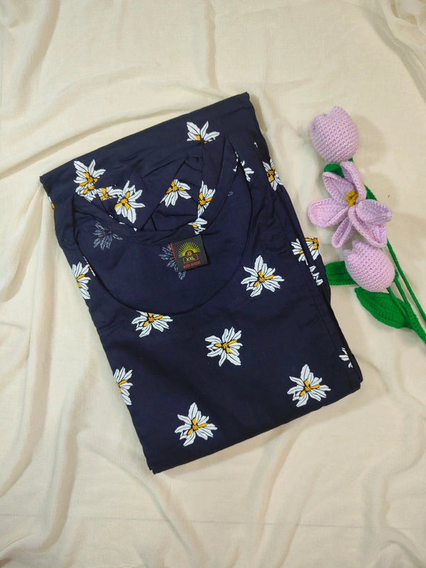 Ruthvi Ethnics Maternity Maxi|Feeding Maxi| Frock Nighty| Night Gown| Nighty| Invisible Zip on Both Sides| Back side adjustable Knot| Puff Sleeve| Navy blue | FG400013 - Navy Blue, Bust: 44|Ht: 46{2XL)