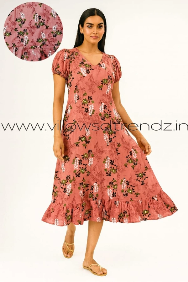 Ruthvi Ethnics Maxi| Frock Nighty| Night Gown| Nighty| Designer Neck Pattern| Back side adjustable Knot| Peach | FN240105 - Peach, Bust: 52|Ht: 48 (6XL)