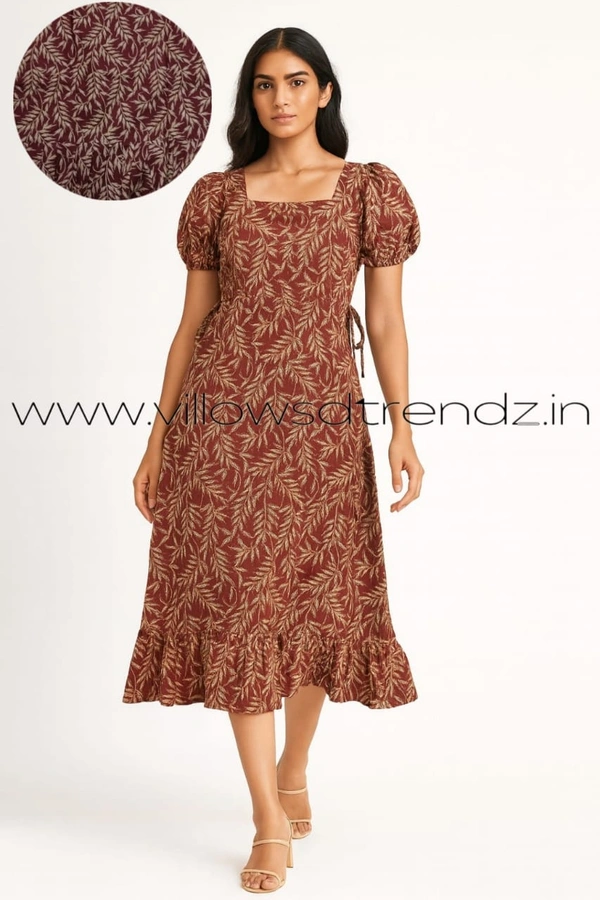 Ruthvi Ethnics Maxi| Frock Nighty| Night Gown| Nighty| Designer Neck Pattern| Back side adjustable Knot| Maroon | FN240118 - Maroon, Bust: 52|Ht: 47.5 (6XL)