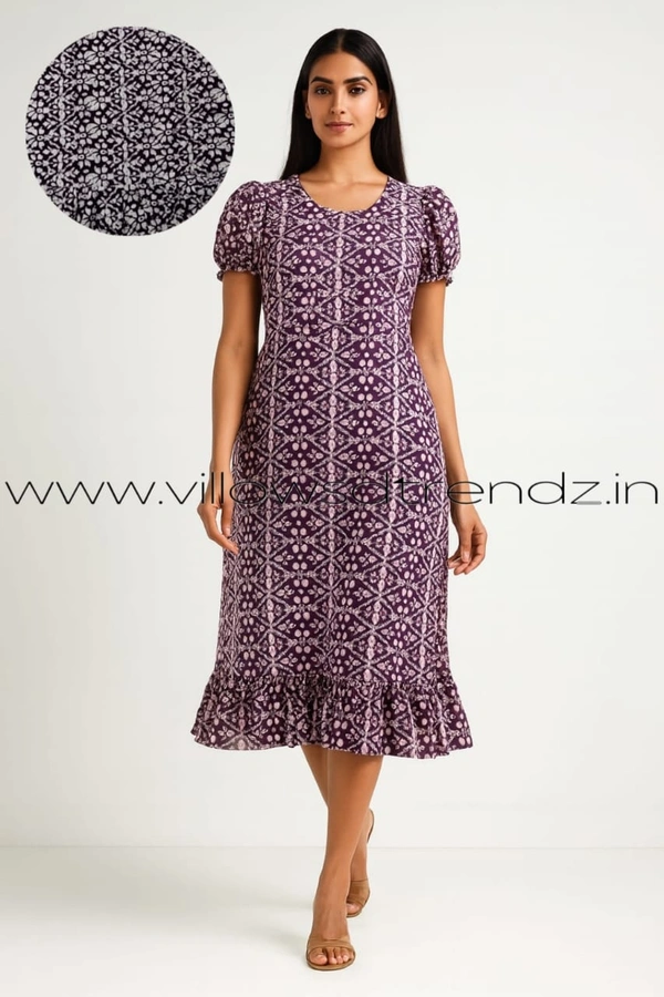 Ruthvi Ethnics Maxi| Frock Nighty| Night Gown| Nighty| Designer Neck Pattern| Back side adjustable Knot| Purple  | FN240096 - Purple, Bust: 52|Ht: 48 (6XL)