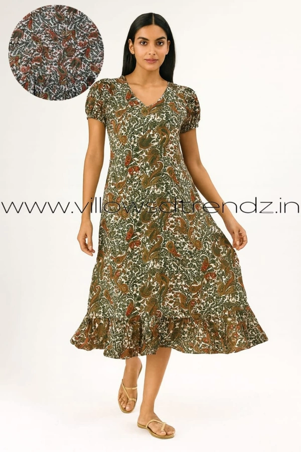 Ruthvi Ethnics Maxi| Frock Nighty| Night Gown| Nighty| Designer Neck Pattern| Back side adjustable Knot| Dark green| FN240110 - Dark green, Bust: 50|Ht: 48 (5XL)