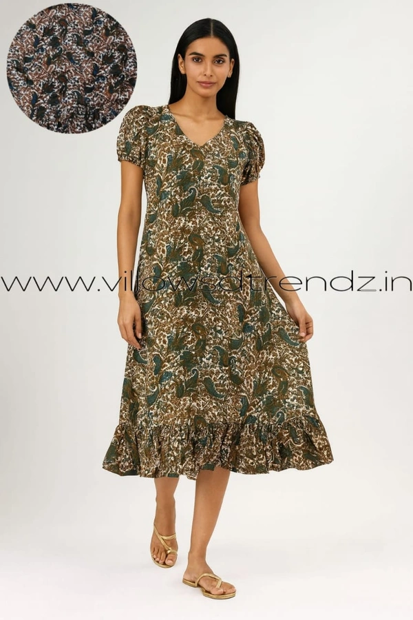 Ruthvi Ethnics Maxi| Frock Nighty| Night Gown| Nighty| Designer Neck Pattern| Back side adjustable Knot| Dark green  | FN240110 - Dark green, Bust: 50|Ht: 48 (5XL)