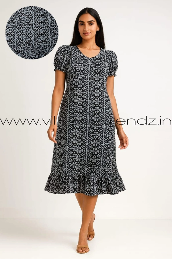 Ruthvi Ethnics Maxi| Frock Nighty| Night Gown| Nighty| Designer Neck Pattern| Back side adjustable Knot| Blue | FN240097 - Blue, Bust: 50|Ht: 48 (5XL)