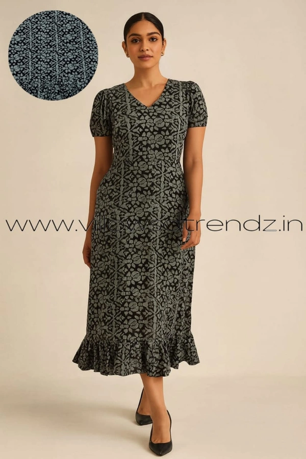 Ruthvi Ethnics Maxi| Frock Nighty| Night Gown| Nighty| Designer Neck Pattern| Back side adjustable Knot| Ink Blue | FN240115 - Ink blue, Bust: 52|Ht: 48.5 (6XL)