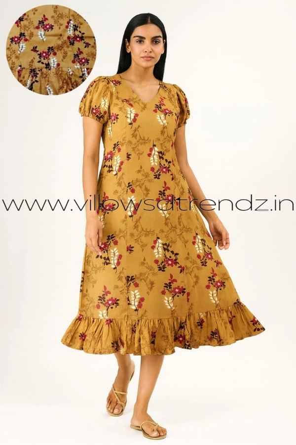 Ruthvi Ethnics Maxi| Frock Nighty| Night Gown| Nighty| Designer Neck Pattern| Back side adjustable Knot| Mustared Yellow | FN240104 - Mustred Yellow, Bust: 52|Ht: 48 (6XL)