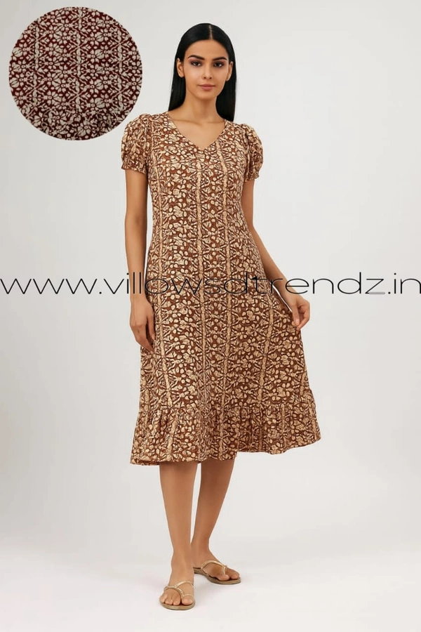 Ruthvi Ethnics Maxi| Frock Nighty| Night Gown| Nighty| Designer Neck Pattern| Back side adjustable Knot| Maroon | FN240114 - Maroon, Bust: 50|Ht: 48 (5XL)