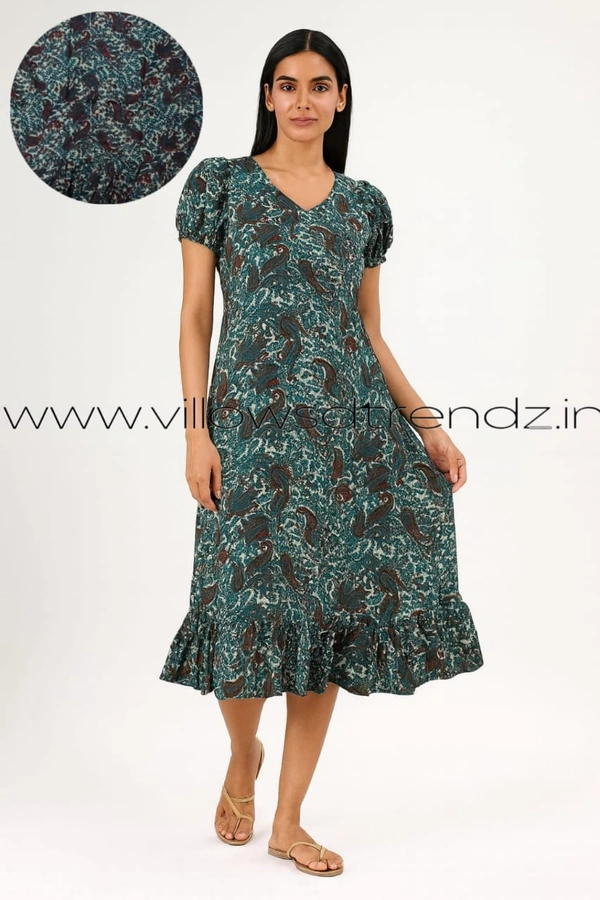 Ruthvi Ethnics Maxi| Frock Nighty| Night Gown| Nighty| Designer Neck Pattern| Back side adjustable Knot| Peacock Blue| FN240111 - Peacock blue, Bust: 50|Ht: 48 (5XL)
