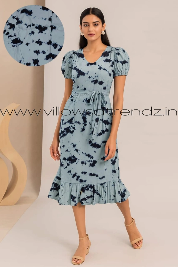 Ruthvi Ethnics Maxi| Frock Nighty| Night Gown| Nighty| Tie and Die Pattern| Back side adjustable Knot| Grey| FNG24045 - Grey, Bust: 47 inch,Ht: 46 inch(3XL)