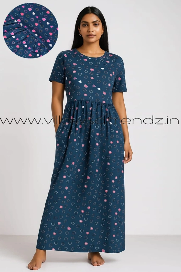 Smurf Finds Maxi Gowns| 52 inches height| with Pocket and Back adjustable knot| Peacock Blue | MG30058 - 2XL, Peacock Blue