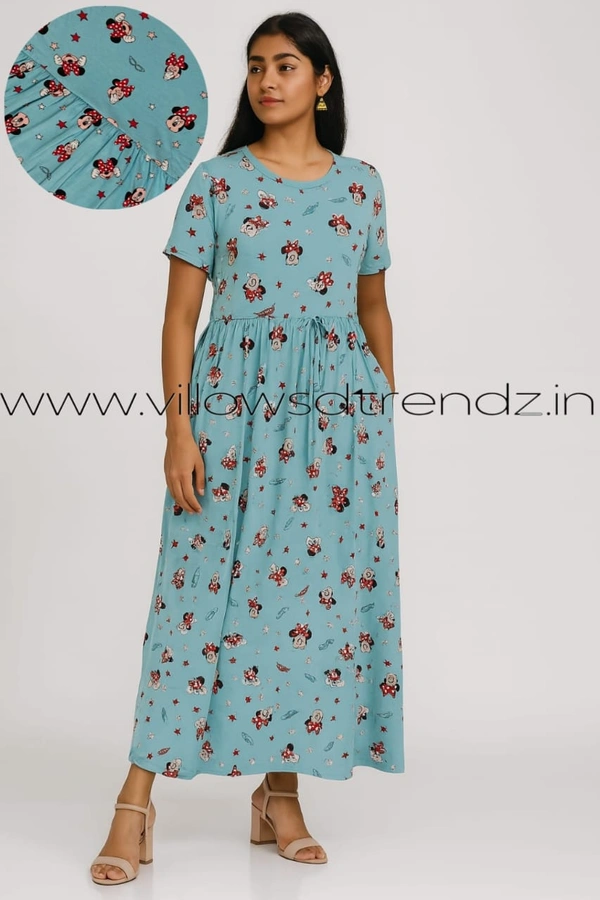 Smurf Finds Maxi Gowns| 52 inches height| with Pocket and Back adjustable knot| Sky Blue | MG30055 - 2XL, Sky Blue