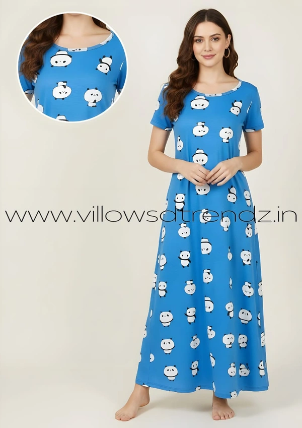 Smurf Finds Maxi Gowns| 52 inches height| with Pocket and Back adjustable knot| Sky blue | MG3100103 - L, Sky blue, 1