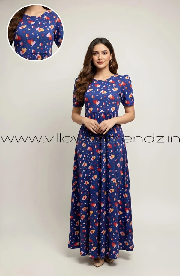 Smurf Finds Maxi Gowns| 52 inches height| with Pocket and Back adjustable knot| Blue | MG3100101 - M, Blue, 1