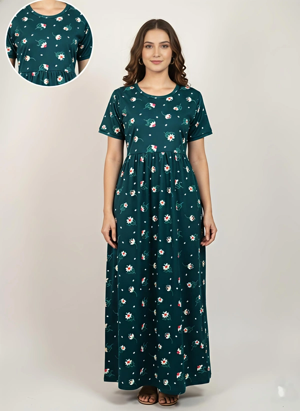 Smurf Finds Maxi Gowns| 52 inches height| with Pocket and Back adjustable knot| Dark Green |NM 23002 - Dark Green, L