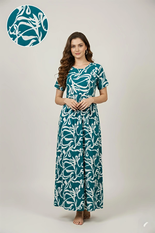 Smurf Finds Maxi Gowns| 52 inches height| with Pocket and Back adjustable knot| Rama Green |NM 23005 - Rama Green, 2XL