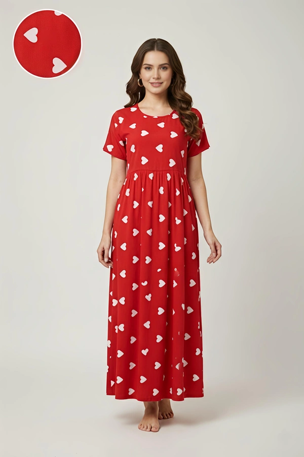 Smurf Finds Maxi Gowns| 52 inches height| with Pocket and Back adjustable knot| Red |NM 23008 - Red, XL