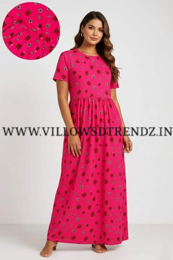 Smurf Finds Maxi Gowns| 52 inches height| with Pocket and Back adjustable knot| Rani Pink | NFM30005 - Rani Pink, XL