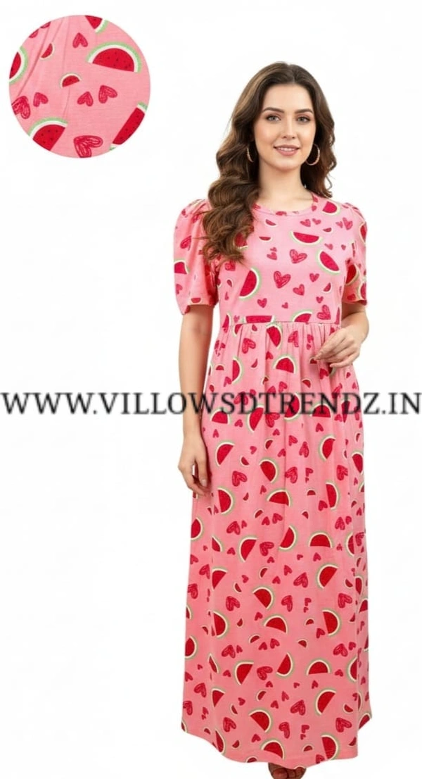 Smurf Finds Maxi Gowns| 52 inches height| with Pocket and Back adjustable knot| Pink | NFM300017 - Pink, L