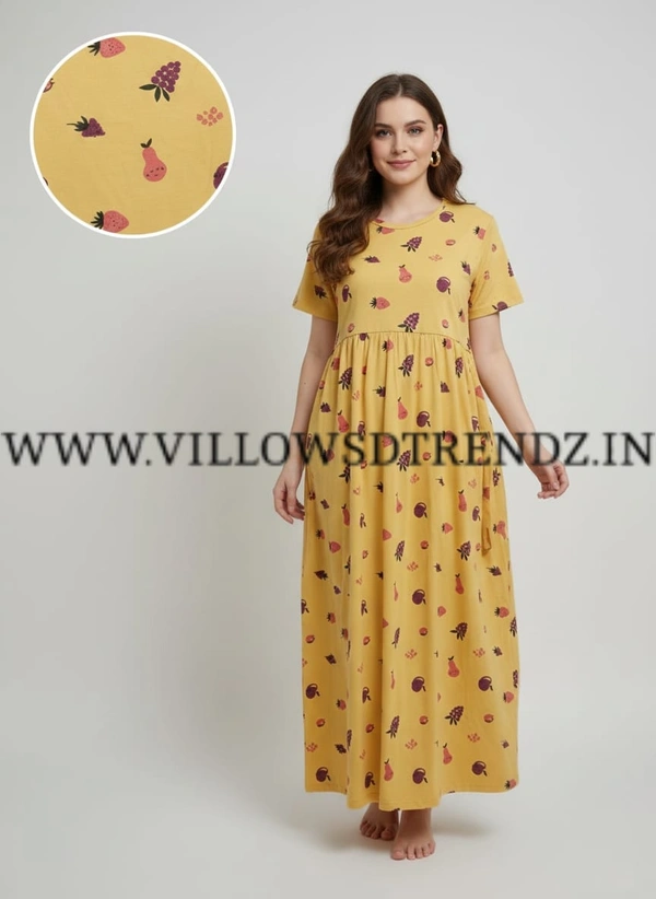 Smurf Finds Maxi Gowns| 52 inches height| with Pocket and Back adjustable knot| Yellow | NFM300016 - Yellow, M