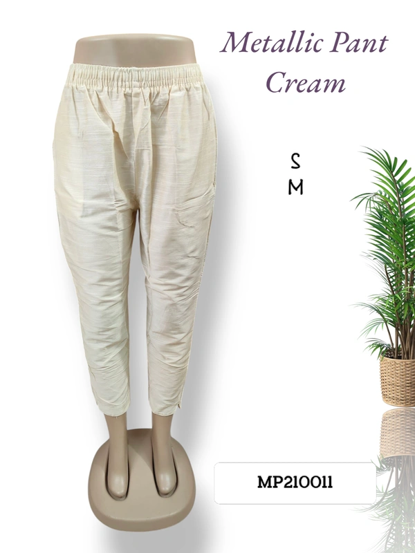 Ruthvi Ethnics Metallic Pant MP210011 - S, Cream