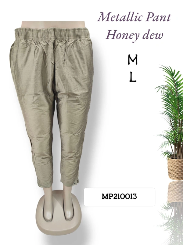 Ruthvi Ethnics Metallic Pant MP210013 - M, Honey Dew