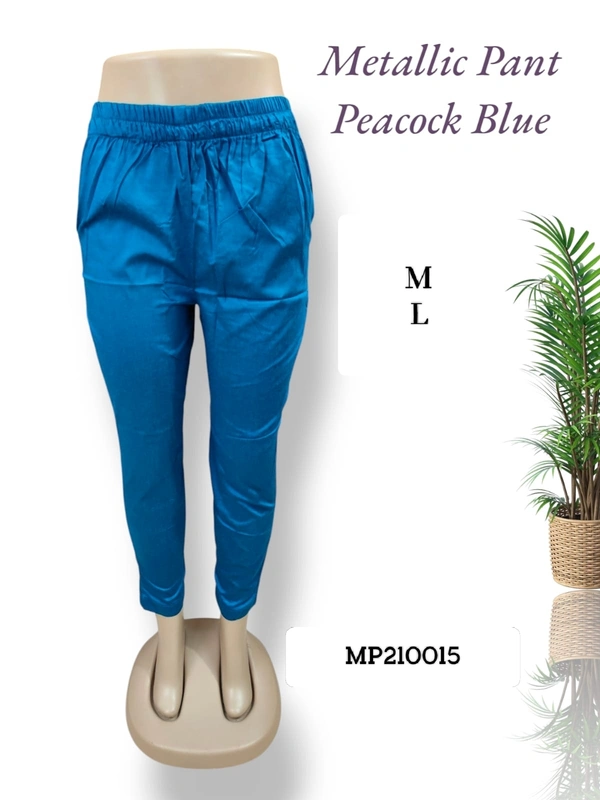Ruthvi Ethnics Metallic Pant MP210015 - M, Peacock Blue