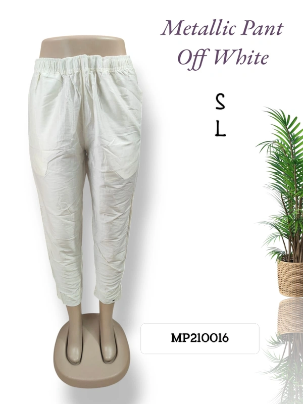 Ruthvi Ethnics Metallic Pant MP210016 - L, Off White