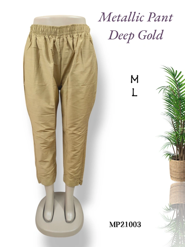 Ruthvi Ethnics Metallic Pant MP21003 - M, Deep Gold