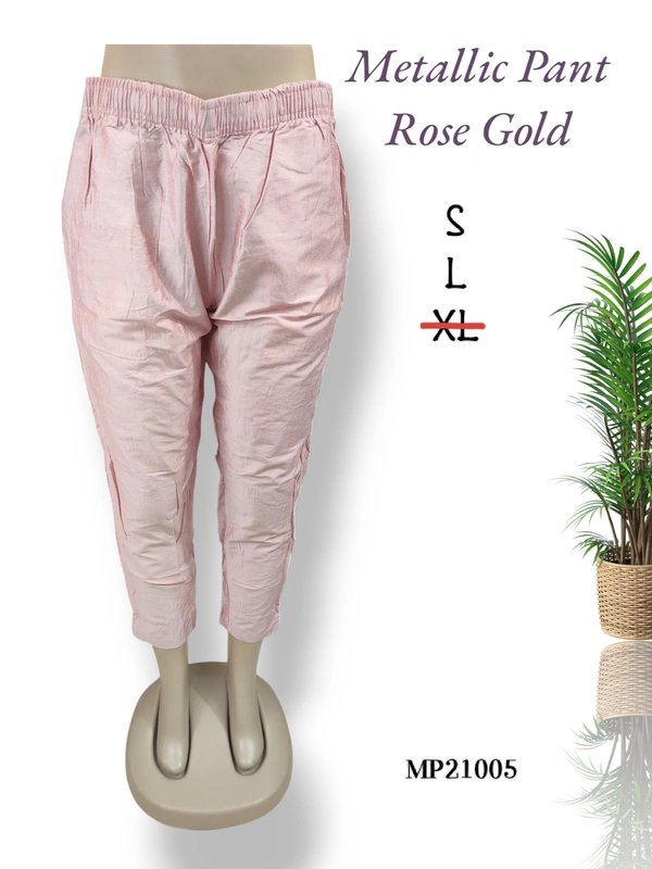 Ruthvi Ethnics Metallic Pant MP21005 - L, Rose Gold