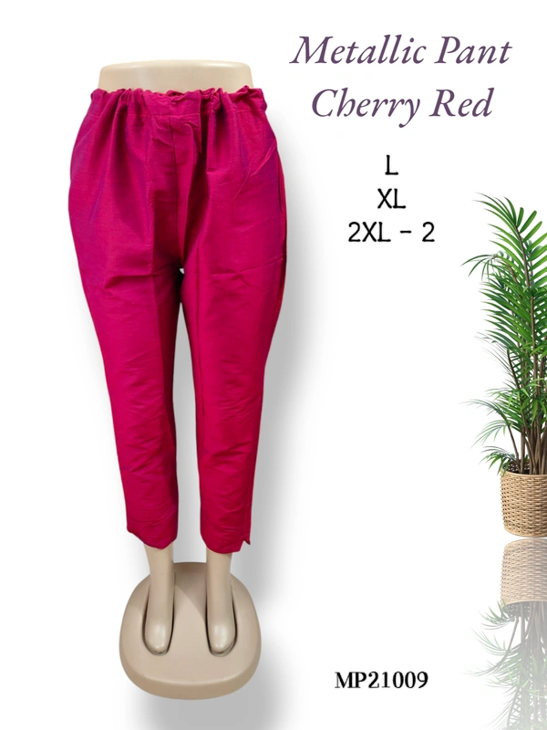 Ruthvi Ethnics Metallic Pant MP21009 - 2XL, Cherry Red