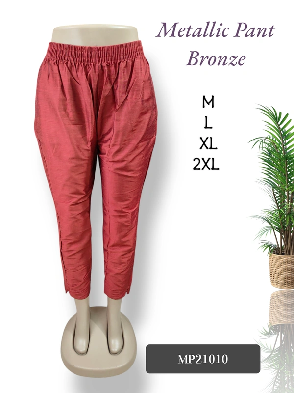 Ruthvi Ethnics Metallic Pant MP21010 - L, Bronze