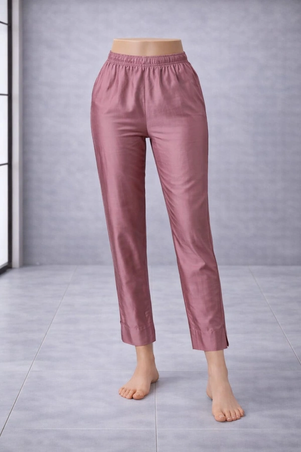 Ruthvi Ethnics Metallic Pants| Ankle Fit| Metallic Trousers| Dark Onion Pink |Without Pocket| MP210023 - Only Pant, Dark Onion Pink, XL