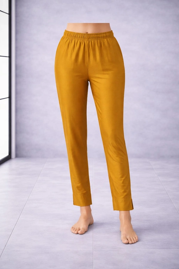 Ruthvi Ethnics Metallic Pants| Ankle Fit| Metallic Trousers| Mustard yellow l |With Pocket| MP210012 - Only Pant, Mustard yellow, M
