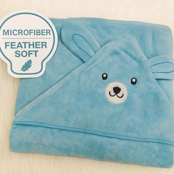 Villows Micro fiber cap towel| hoodie |Brethable |Pack Contains 1 Blanket| 100 x 100 cm| Sky Blue | HT21505 - 100 x 100 cm, Sky blue