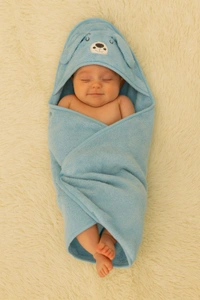 Villows Micro fiber cap towel| hoodie |Brethable |Pack Contains 1 Blanket| 100 x 100 cm| Sky Blue | HT21503 - 100 x 100 cm, Sky blue