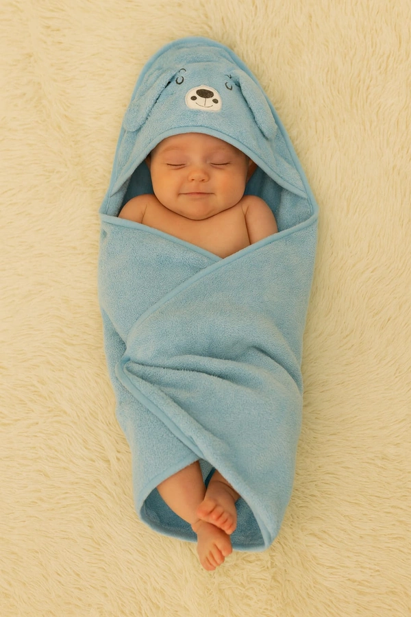 Villows Micro fiber cap towel| hoodie |Brethable |Pack Contains 1 Blanket| 100 x 100 cm| Sky Blue | HT21503 - 100 x 100 cm, Sky blue