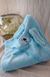 Villows Micro fiber cap towel| hoodie |Brethable |Pack Contains 1 Blanket| 100 x 100 cm| Sky Blue | HT21503 - 100 x 100 cm, Sky blue