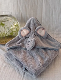 Villows Micro fiber cap towel| hoodie |Brethable |Pack Contains 1 Blanket| 100 x 100 cm| Grey | HT21504 - 100 x 100 cm, Grey