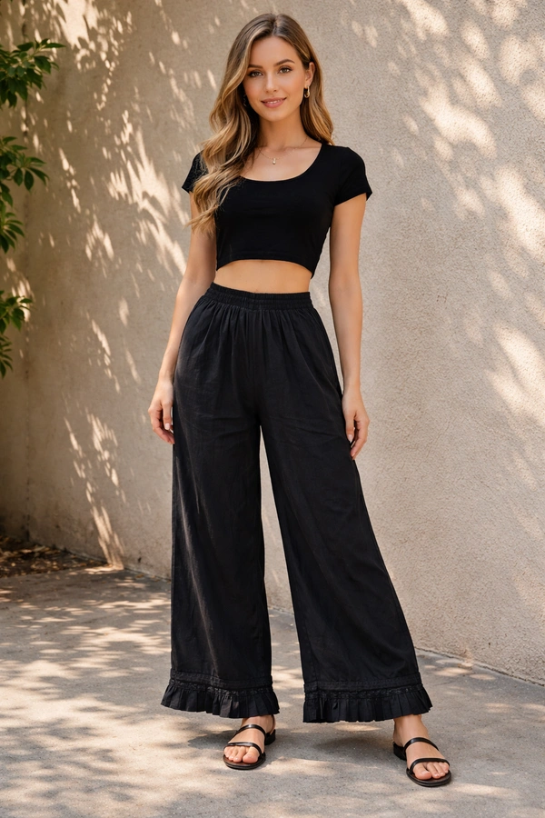 Villows Mid Rise Palazzo| Black | BPL140049| - M, Black