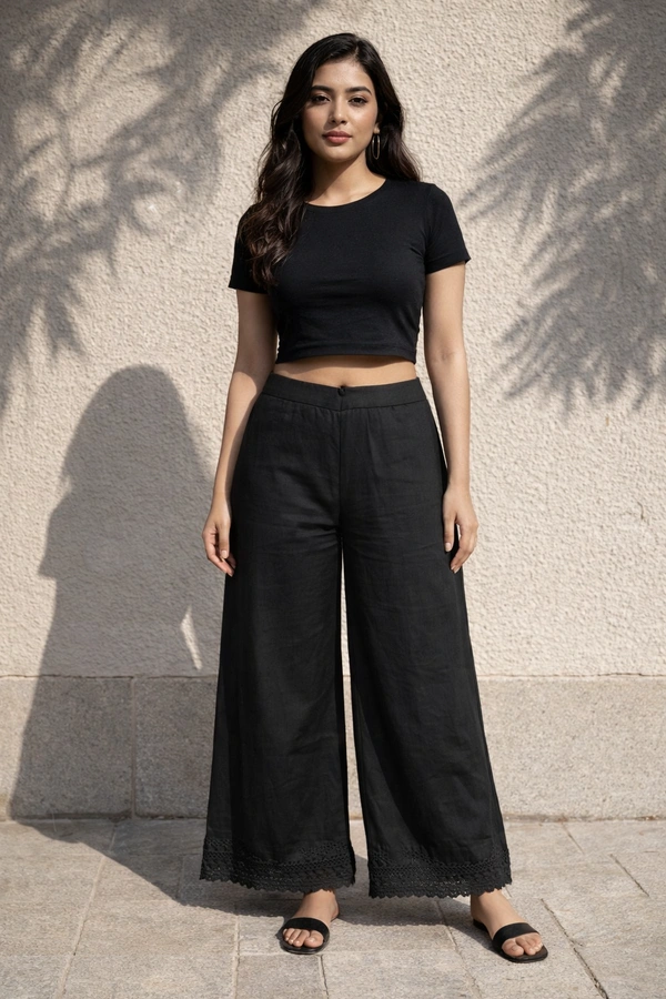 Villows Mid Rise Palazzo| Black|140048| - L, Black