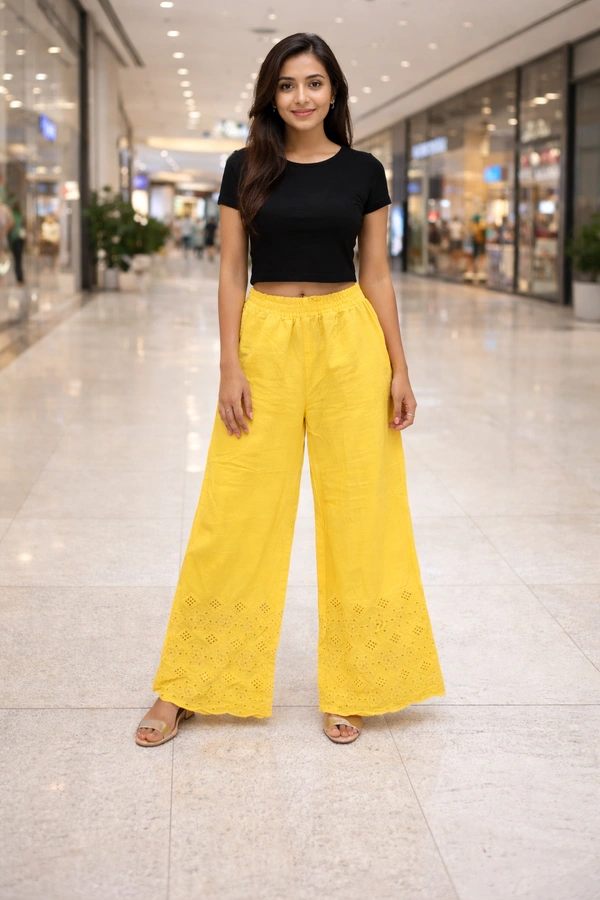 Villows Mid Rise Palazzo| Mango Yellow| BPL140073| - S, Mango Yellow