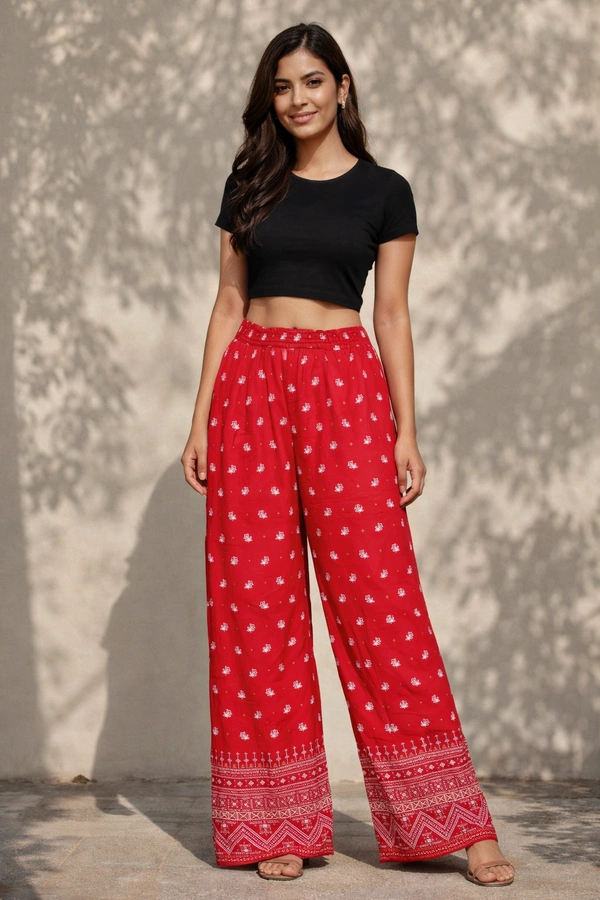 Villows Mid Rise Palazzo| Maroon|BPL140032| - XL, Maroon