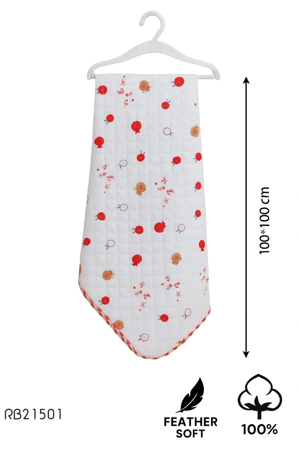 Villows Muslin 4 Layer receving Blanket |Brethable | 4 layer|Pack Contains 1 Blanket|100% Organic Cotton| 100 x 100 cm| White | RB21501 - 100 x 100 cm, White