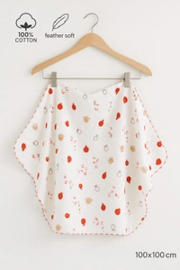 Villows Muslin 4 Layer receving Blanket |Brethable | 4 layer|Pack Contains 1 Blanket|100% Organic Cotton| 100 x 100 cm| White | RB21501 - 100 x 100 cm, White