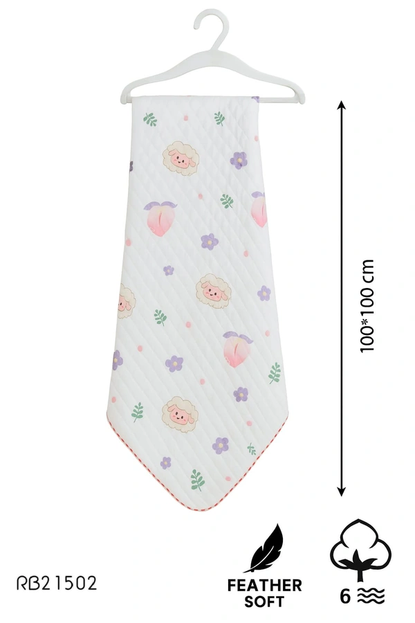 Villows Muslin 4 Layer receving Blanket |Brethable | 4 layer|Pack Contains 1 Blanket|100% Organic Cotton| 100 x 100 cm| White | RB21502 - 100 x 100 cm, White