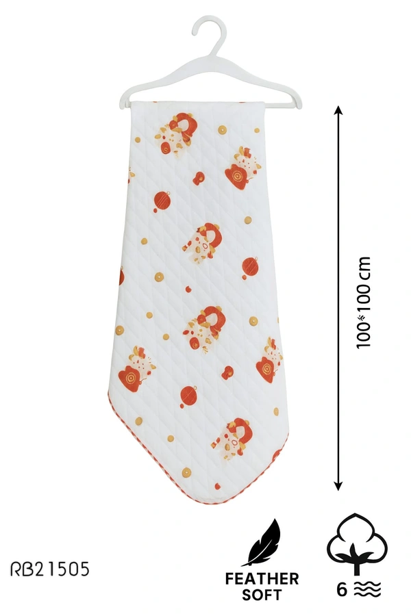 Villows Muslin 4 Layer receving Blanket |Brethable | 4 layer|Pack Contains 1 Blanket|100% Organic Cotton| 100 x 100 cm| White | RB21505 - 100 x 100 cm, White