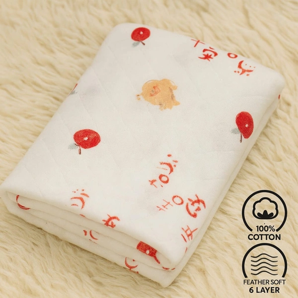 Villows Muslin 4 Layer receving Blanket |Brethable | 4 layer|Pack Contains 1 Blanket|100% Organic Cotton| 100 x 100 cm| White | RB21505 - 100 x 100 cm, White