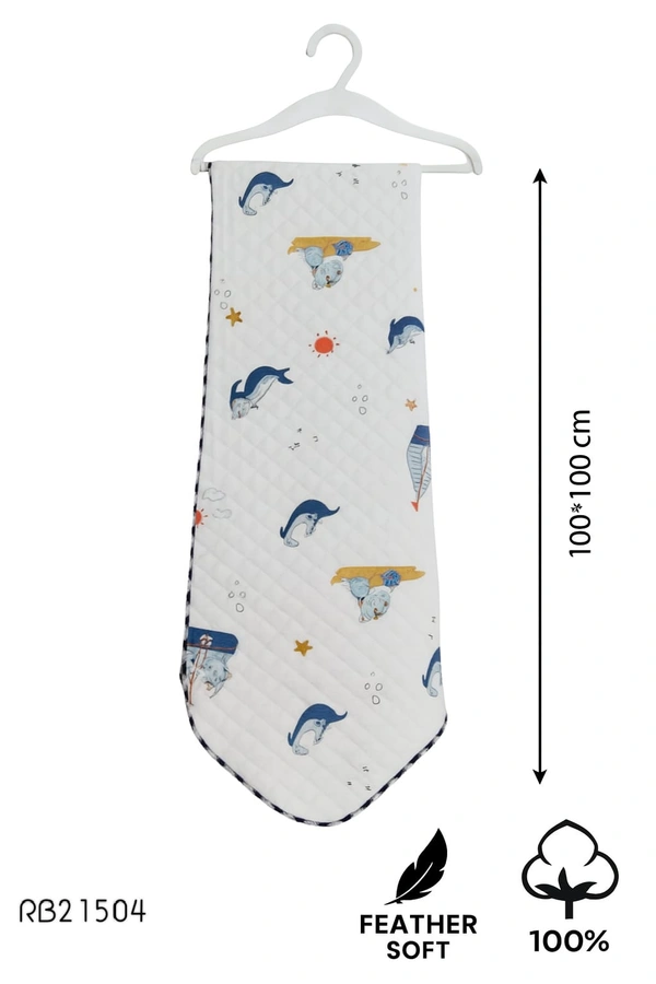 Villows Muslin 4 Layer receving Blanket |Brethable | 4 layer|Pack Contains 1 Blanket|100% Organic Cotton| 100 x 100 cm| White | RB21504 - 100 x 100 cm, White