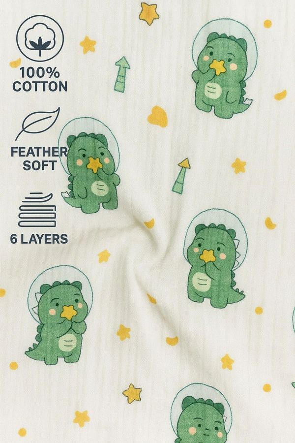 Villows Muslin 6 Layer Blanket |Brethable | 6 layer|Pack Contains 1 Blanket|100% Organic Cotton| 120 x 120 cm| Green | MB38006 - 122 x 120 cm, Green
