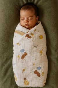 Villows Muslin 6 Layer Blanket |Brethable | 6 layer|Pack Contains 1 Blanket|100% Organic Cotton| 120 x 120 cm| White | MB38001 - 121 x 120 cm, White