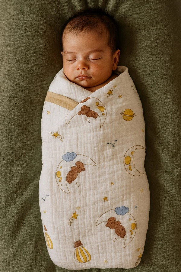 Villows Muslin 6 Layer Blanket |Brethable | 6 layer|Pack Contains 1 Blanket|100% Organic Cotton| 120 x 120 cm| White | MB38001 - 121 x 120 cm, White